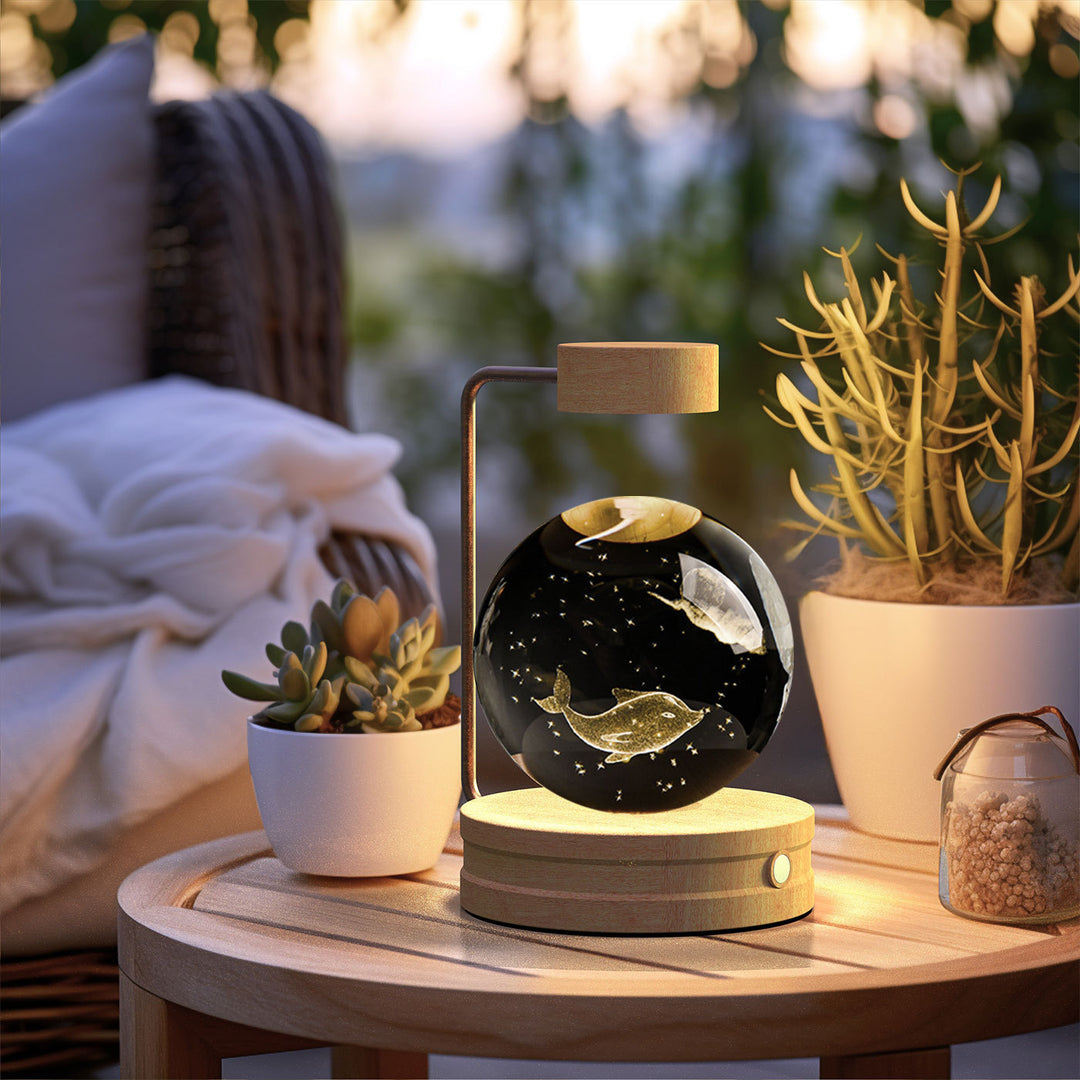 Crystal Ball Dinosaur Cosmic Night Night Light USB potencia cálida de la luz de la noche de la noche Lámpara de regalo de cumpleaños