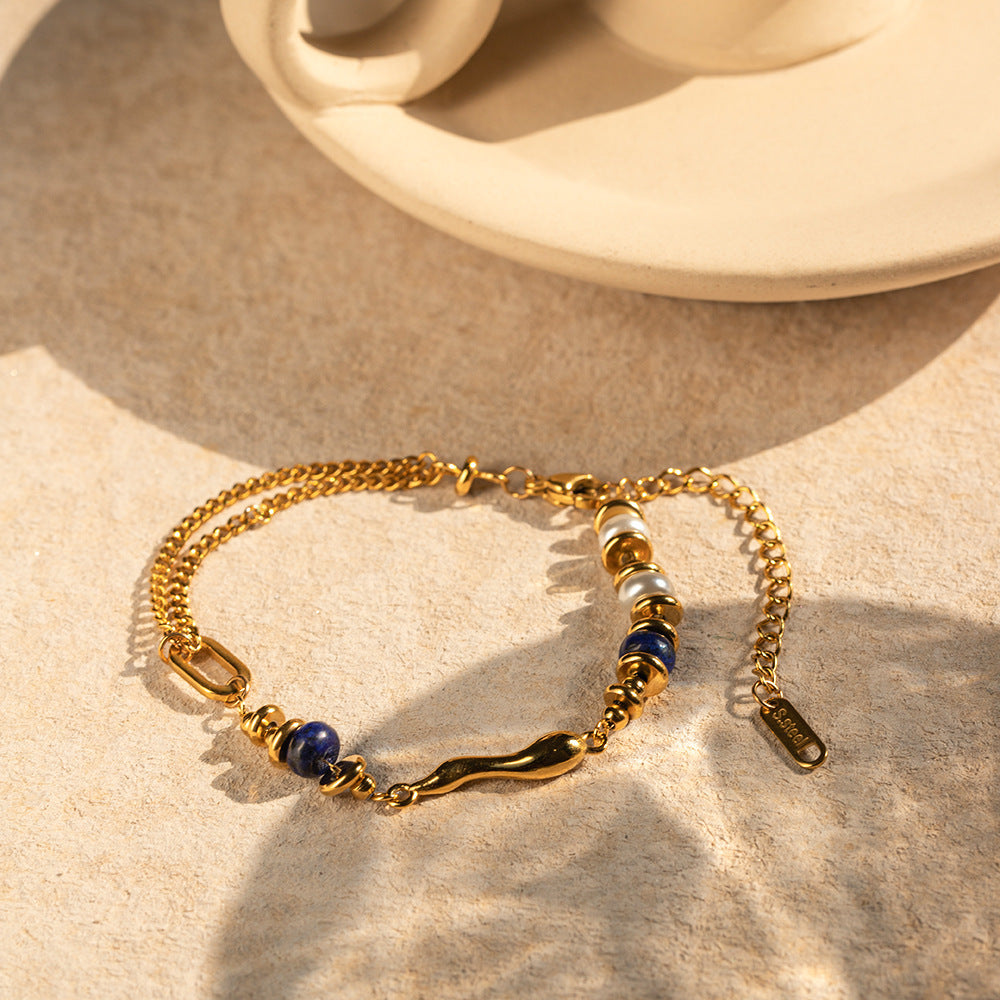 Bracelet de chute d'eau en pierre en or pour femmes