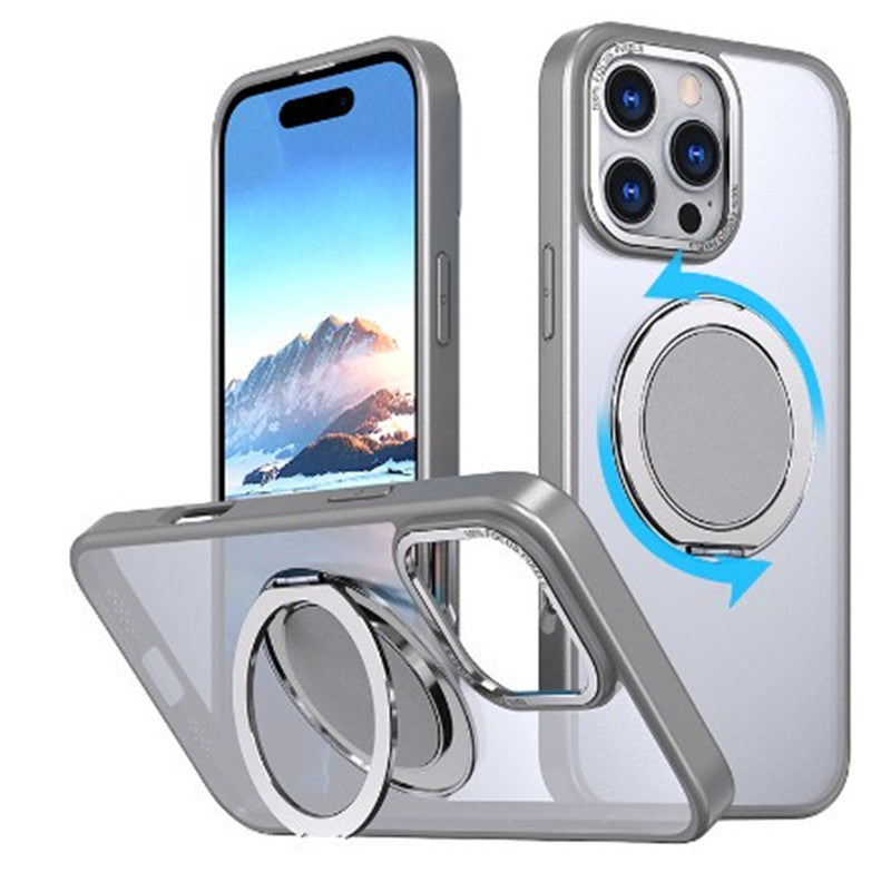 Magnetic Transparent 360 Rotating Bracket With Fulcrum Drop-resistant Phone Case