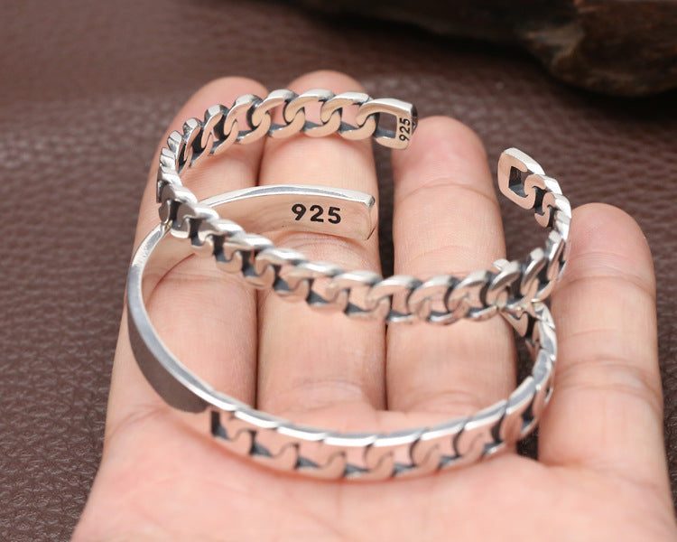 Frauen S925 Sterling Silber Retro eröffnen Destiertes einfaches Armband