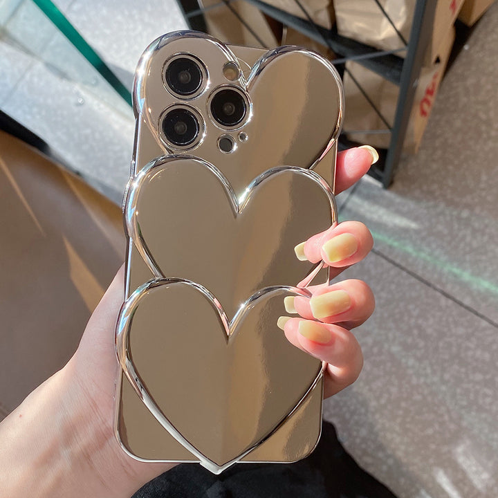 Electroplating Love Case de teléfonos móviles con carcasa suave tridimensional