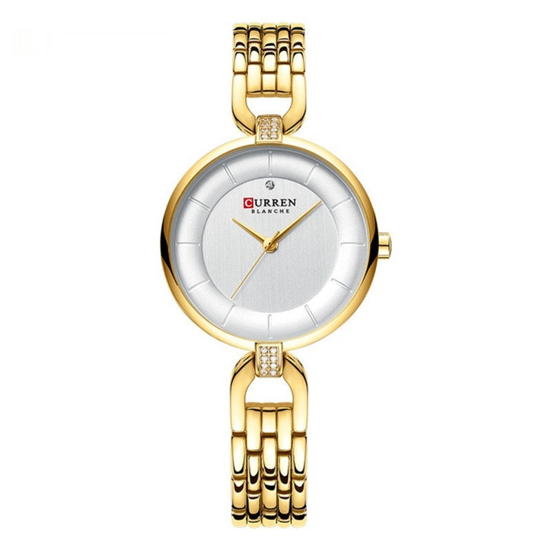 Moda Women's Rhinestone Watch de cuarzo impermeable.