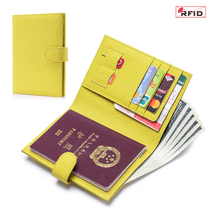 Bolsa de pasaporte de cuero Rfid Multifuncional