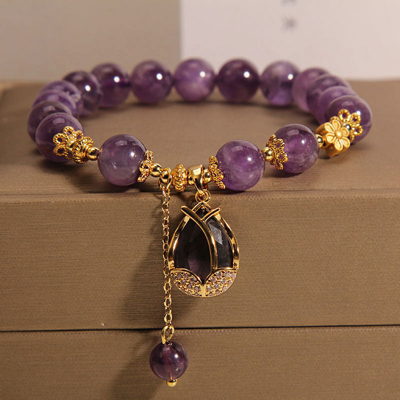 Purple Crystal Bracelet Женский летний инс -инс особенный легкий роскошный ретро
