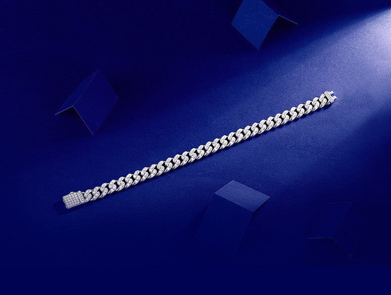 Серебряный мойссанит - руководящий световой браслет для мужчин и женщин