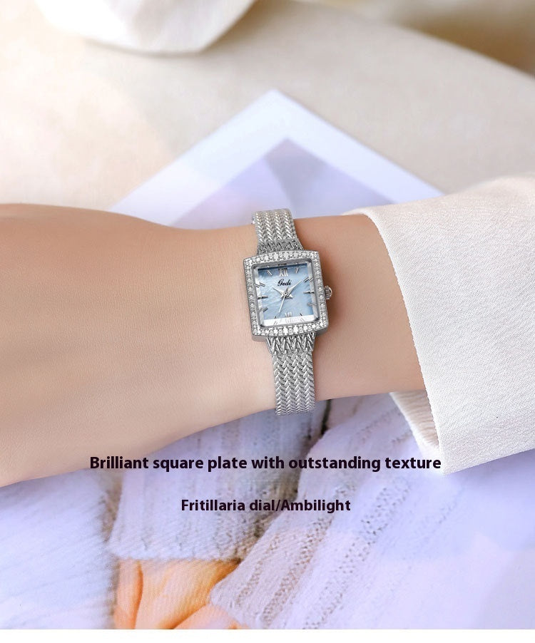 Nisje Fritillary Light Luxury Square Plate Waterproof Quartz Watch