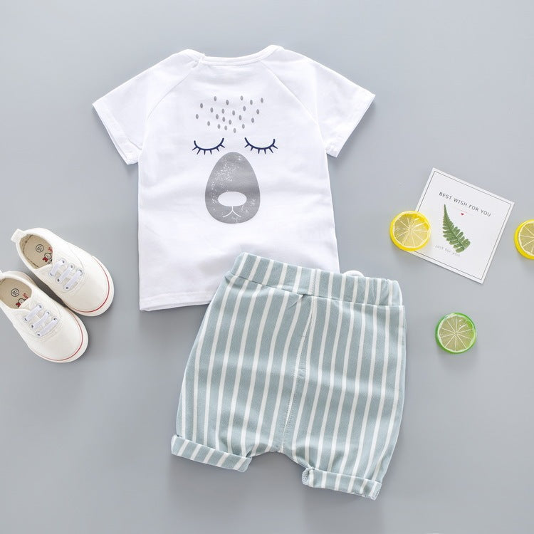 Çocuk Bebek Çocukları Yaz Kısa Kollu Açık Giysiler İki Parçalı Set