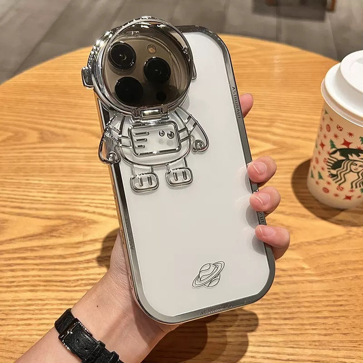 Étui de téléphone à la caméra de l'astronaute à brillant pour iPhone 14 13 12 11 Pro Max XR 14 Plus Platage du support d'objectif invisible