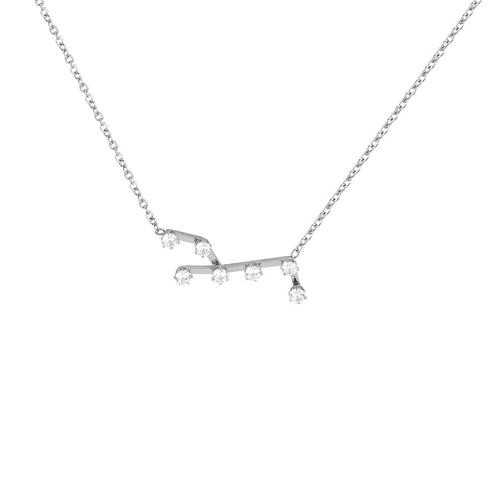 Diamond Guard Titanium Steel Clavicle Chain Twelve Constellations Colar