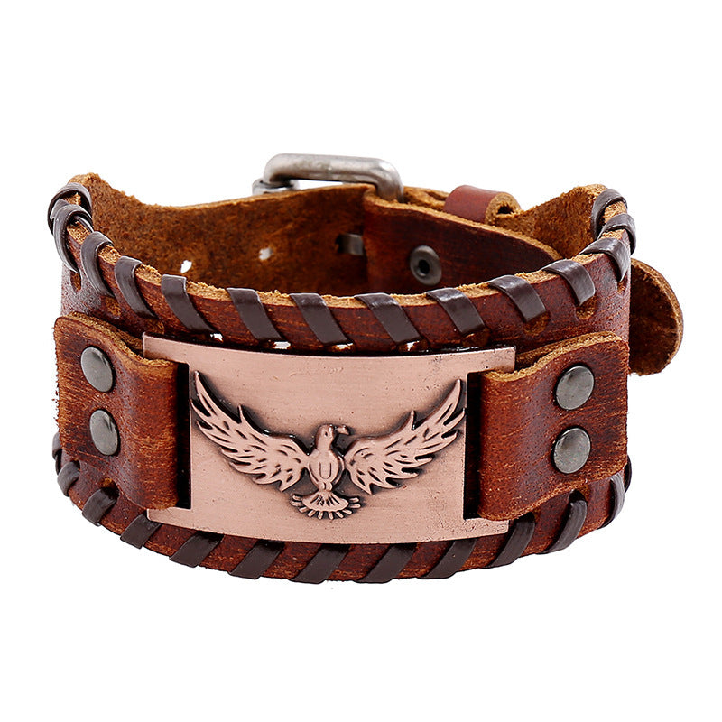 Vintage Weave Nordic Viking Pirate Leather Bracelet