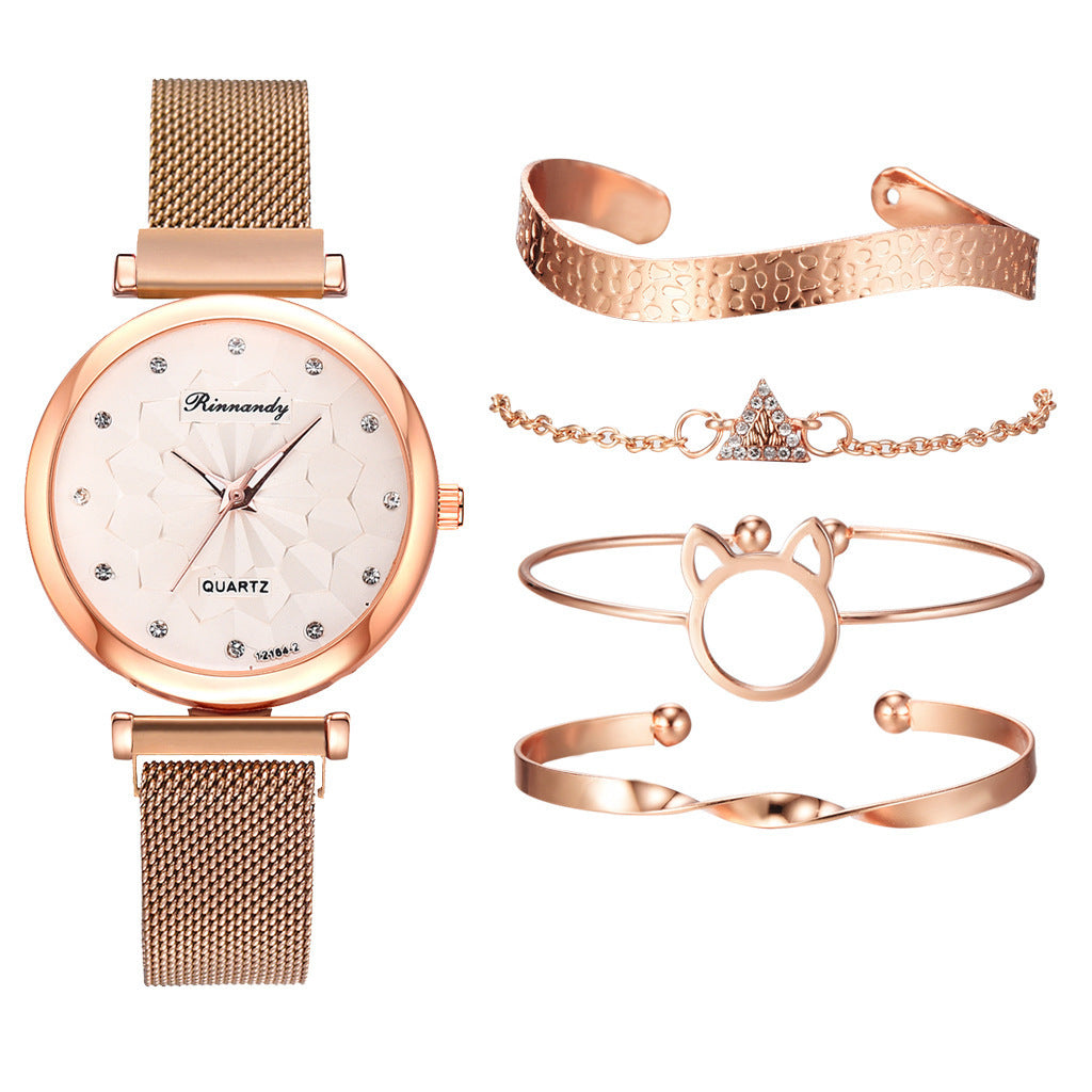 Fivela magnética FLOR Milan Mesh Strap Watch Bracelet Terno