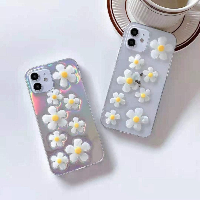 Nieuwe epoxy daisy iPhone13Pro mobiele telefoonhoes geschikt voor transparant beschermende deksel zacht