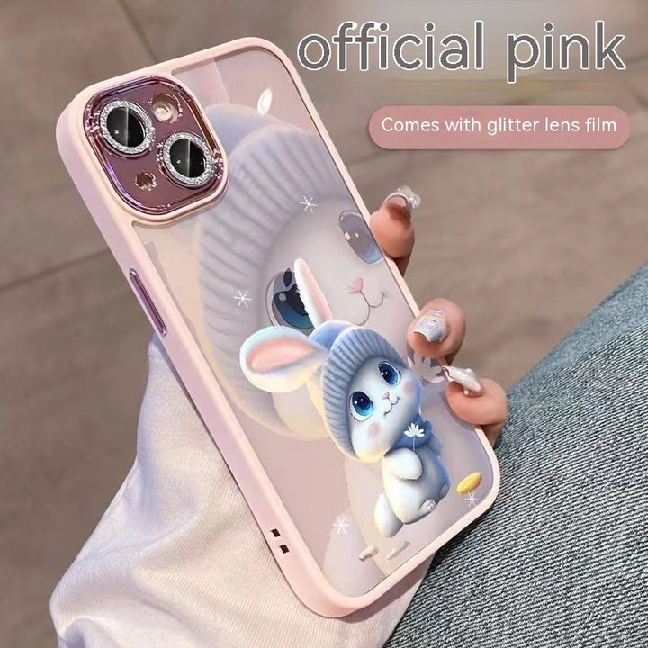 Hoed konijn glitter lens transparante mobiele telefoon beschermende shell