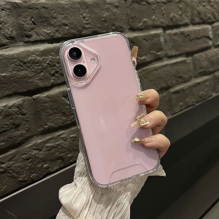 New Transparent Simple Metal Button Drop-resistant Phone Case