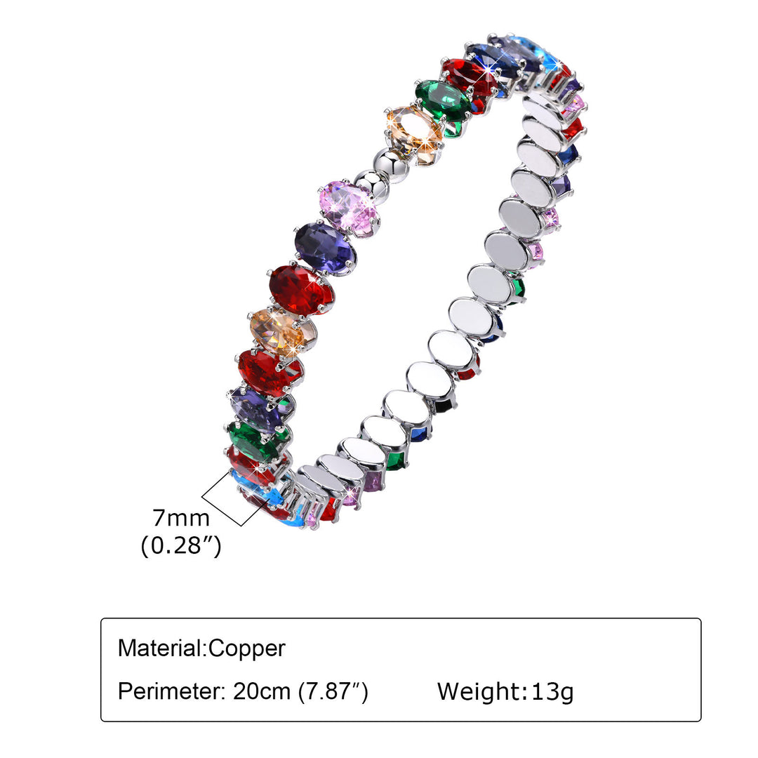 Fashion Women's Colorful Oval Zircon Bracelet