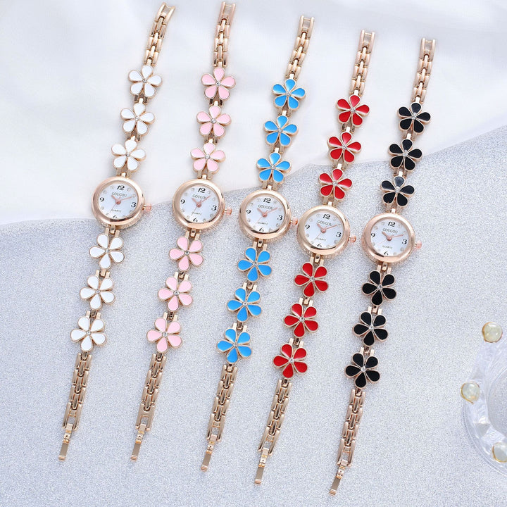 Ladies Petal Petalled Quartz Watch Bracelet Set