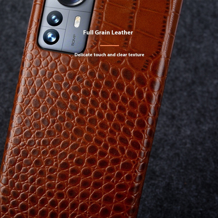 Anti-fingerprint Half Pack Anti-fall Genuine Leather Phone Case