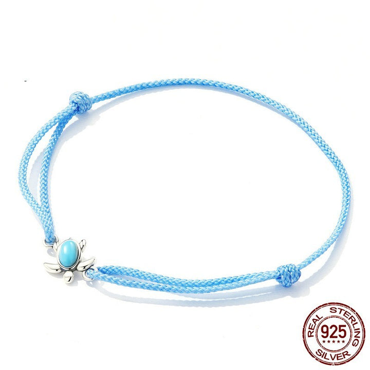 Серебряное серебро S925 Blue Turtle Bracelet просто