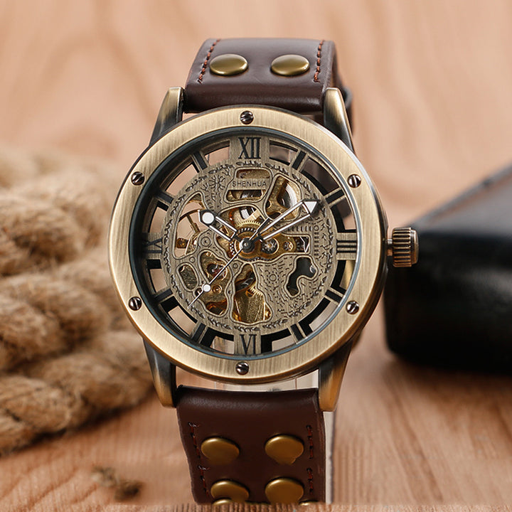 Shenhua Men's Fashion Hollowed Retro Automatic mécanique Automatique