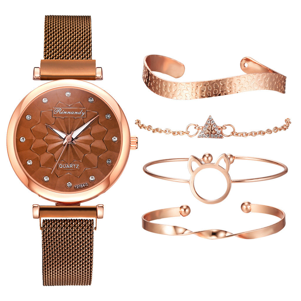 Fleur Boucle magnétique Milan Mesh Strap Watch Bracelet Bracelet