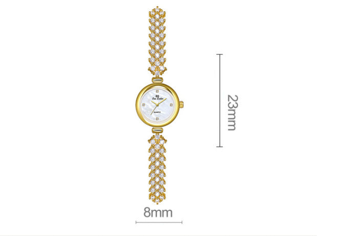 Zeemeermin licht luxe diamant klein goud en zilveren ketting horloge