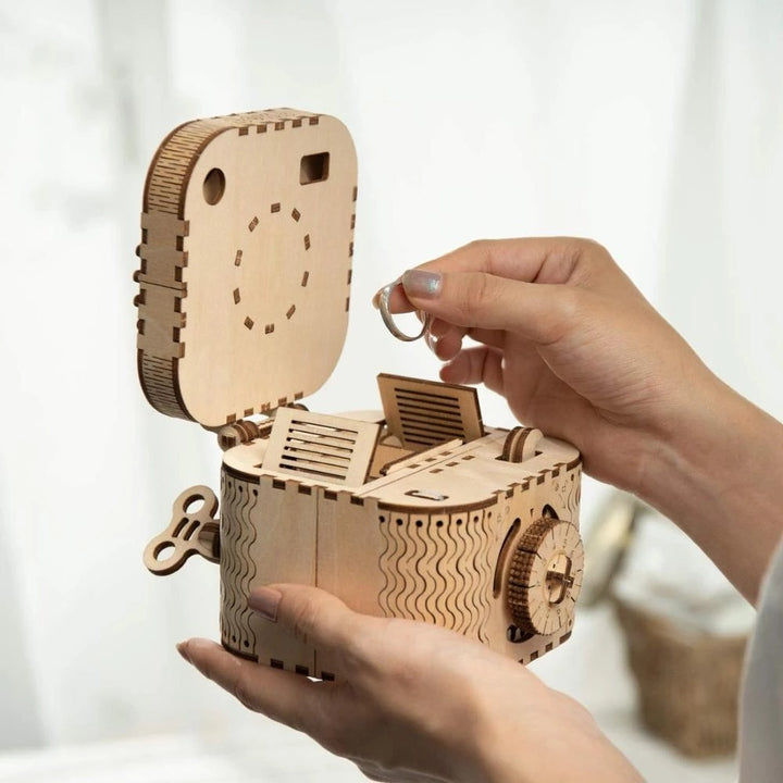 Robotime rokr 123pcs schatkist creatief 3d houten puzzel game assemblage speelgoed chris cadeau voor kinderen volwassenen tieners dropshipping