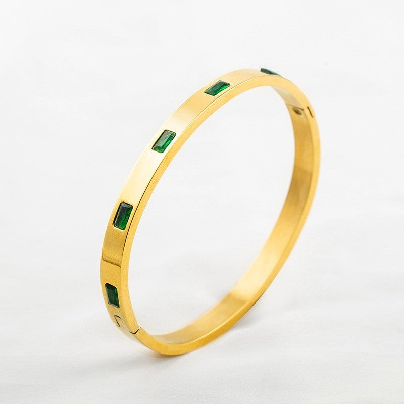 Stainless Steel Bracelet New Bracelet Wrist Ring Inlaid Stone Non-fading