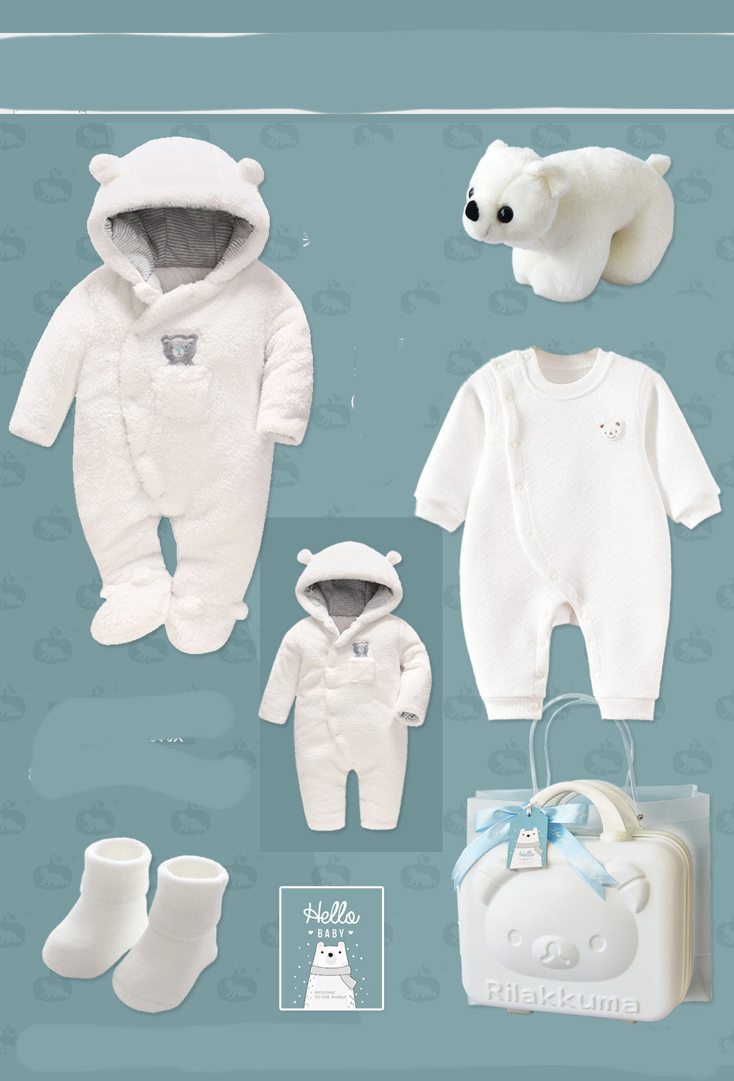 Baby Gift Box Thick Quilted Polar Bear Romper Jumpsuit For Men And Women
