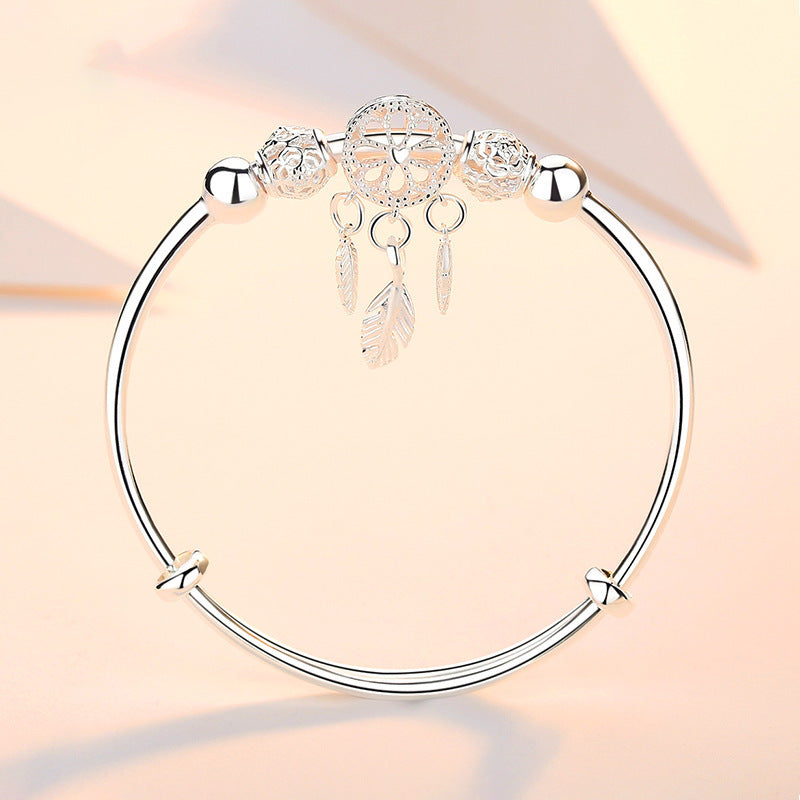 Dreamcatcher Silver Plated Bracelet Female Fashion Exquisite Adjustable Hollow