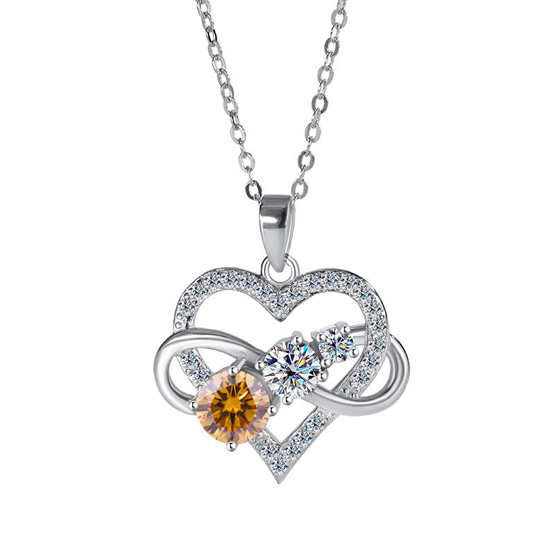 925 Silver Moissanite Love Necklace For Women