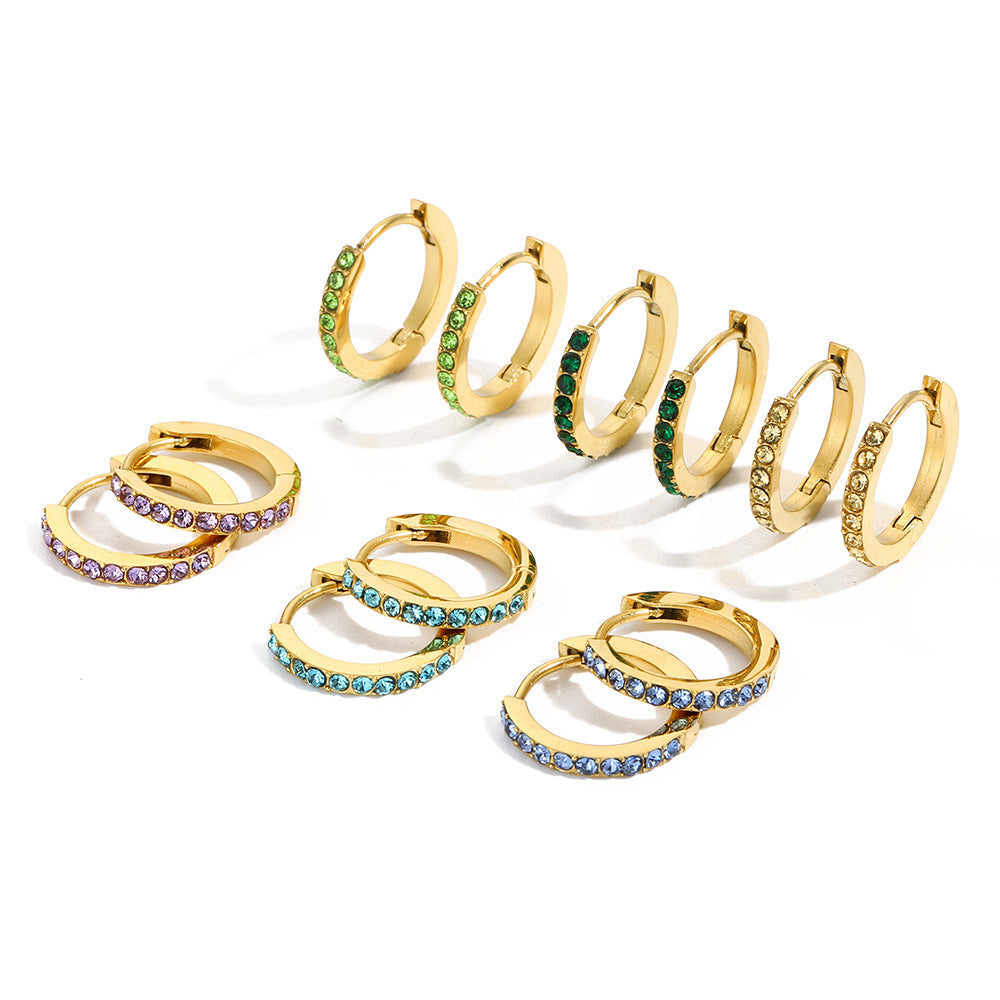 Легкие роскошные полные алмазные круглые серьги с кольцом