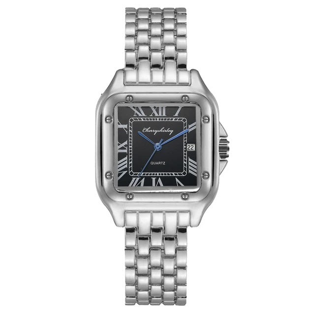 Fashion Edelstahl Square Simple Design Paar Quarz Uhr