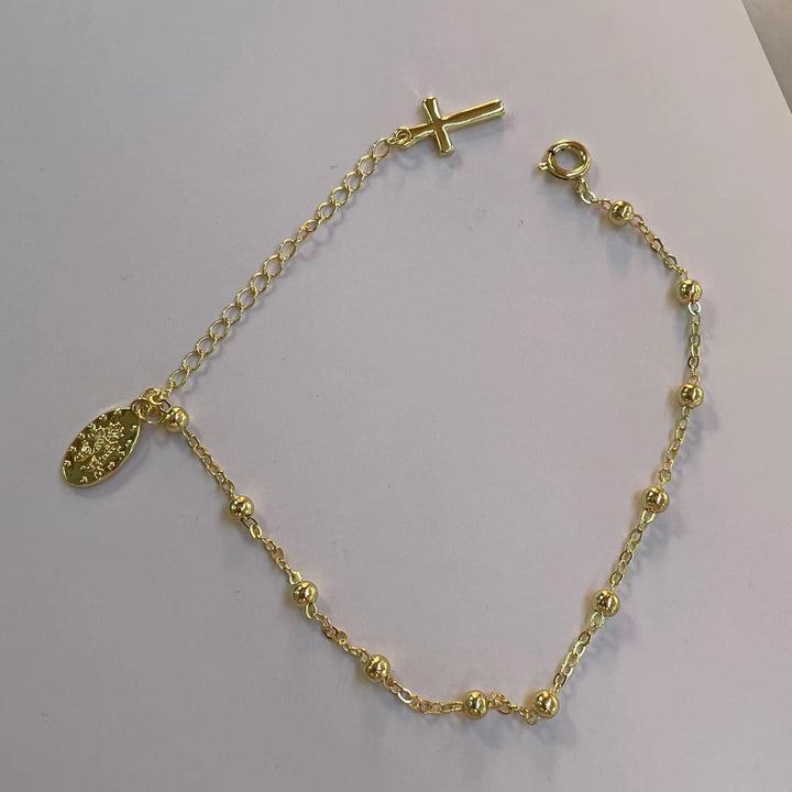 Simple Virgin Mary Clip Beads Pulsera cruzada ajustable