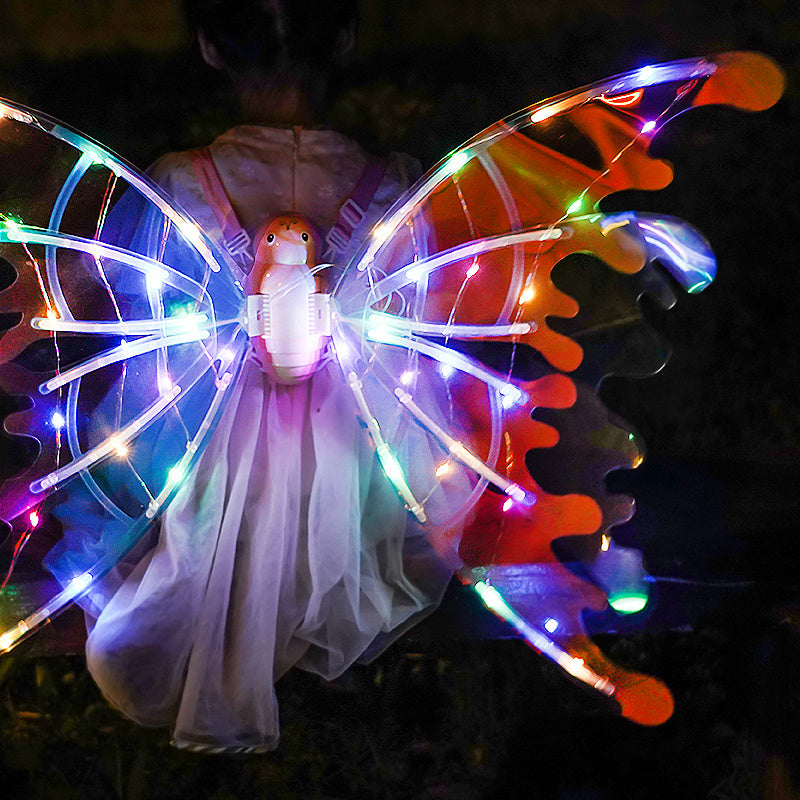 Kızlar Elektrik Kelebek Kanatları Işıklarla Parlayan Parlak Giyiniyor Doğum Günü Düğünü Noel Cadılar Bayramı için Hareketli Peri Kanatları