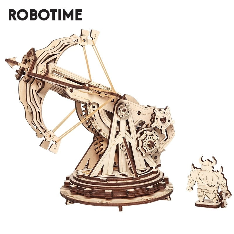Robotime Rokr Siege Heavy Ballista 3d дървен пъзел Военна игра Асамблея играчки Подаръци за деца Момчета деца KW401 Dropshipping