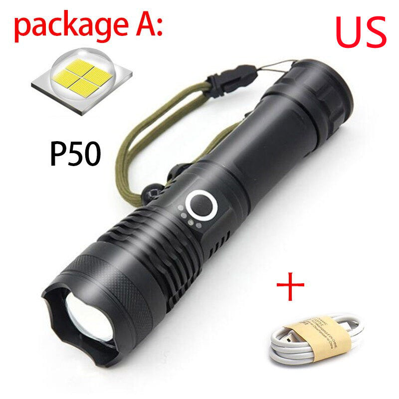 Zoom de charge USB P50 Lampe de poche