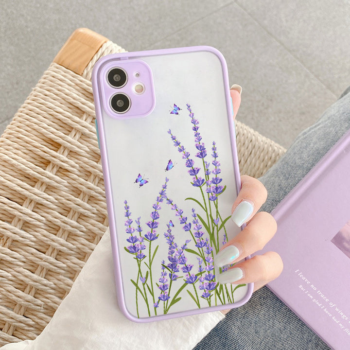 Cas de téléphone mobile de la peau de fleurs et de l'herbe trou fin tout compris