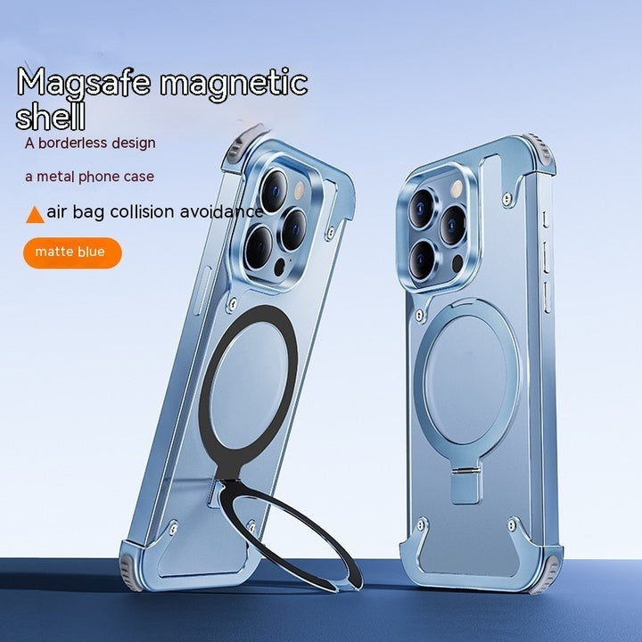 Metallramlös hörnplatta magnetisk konsolt telefonfodral