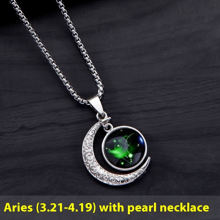 Titanium Steel Moon Pendant Twelve Constellations Necklace