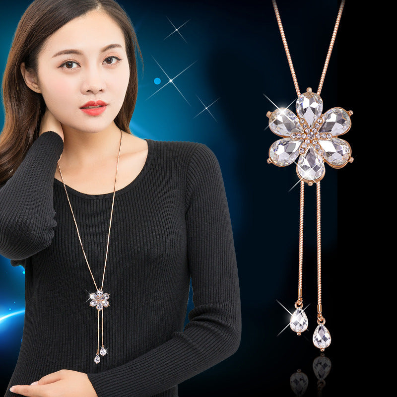 Women's Crystal Sweater Chain Long Pendant accessoires