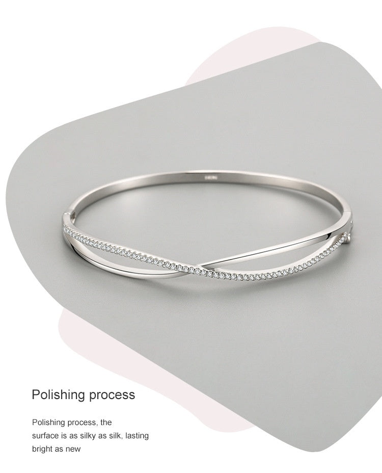 S925 Bracelet d'ouverture de diamant en argent sterling