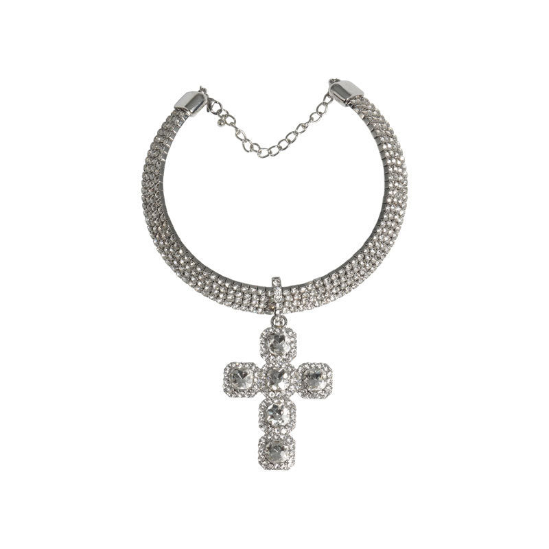 Luxury Luxury Creative Cross Jeweled Pendant Design Collier Boucles d'oreilles