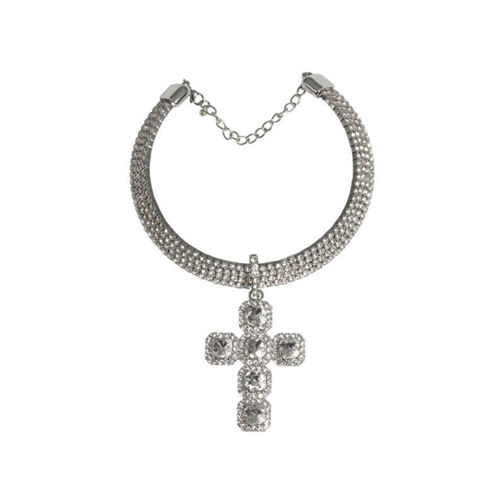 Light Luxury Creative Cross Jeweled Pendant Design Halsbandörhängen