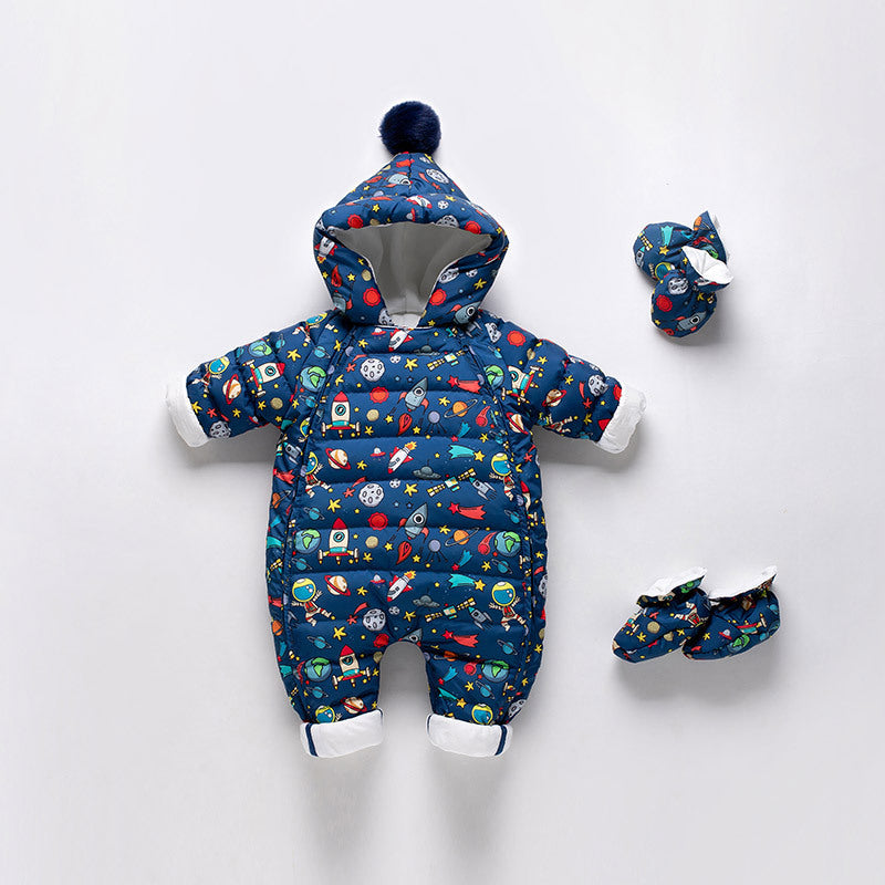Бебето сгъстено яке от отпечатан комбинезон от отпечатан костюм