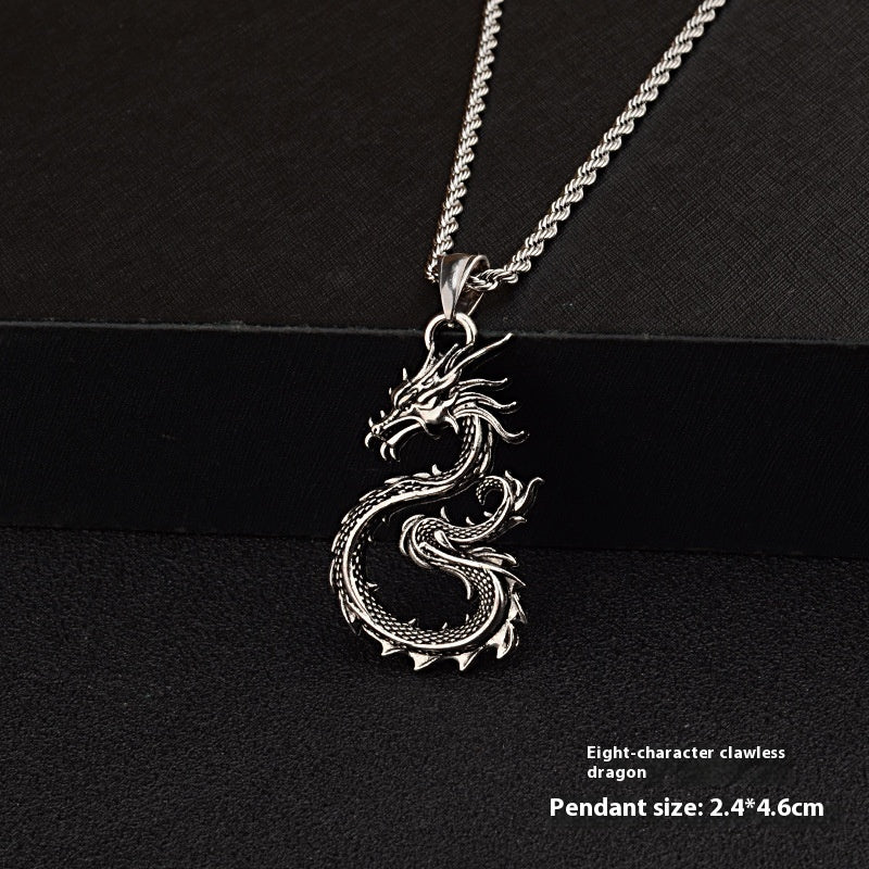 Collier de pendentif dragon sans griffe à huit caractères