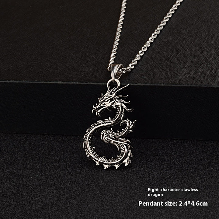 Collier de pendentif dragon sans griffe à huit caractères