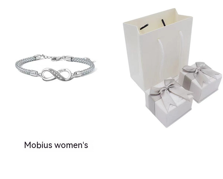 Mobius Ring Couple Bracelet Sterling Silver Pair