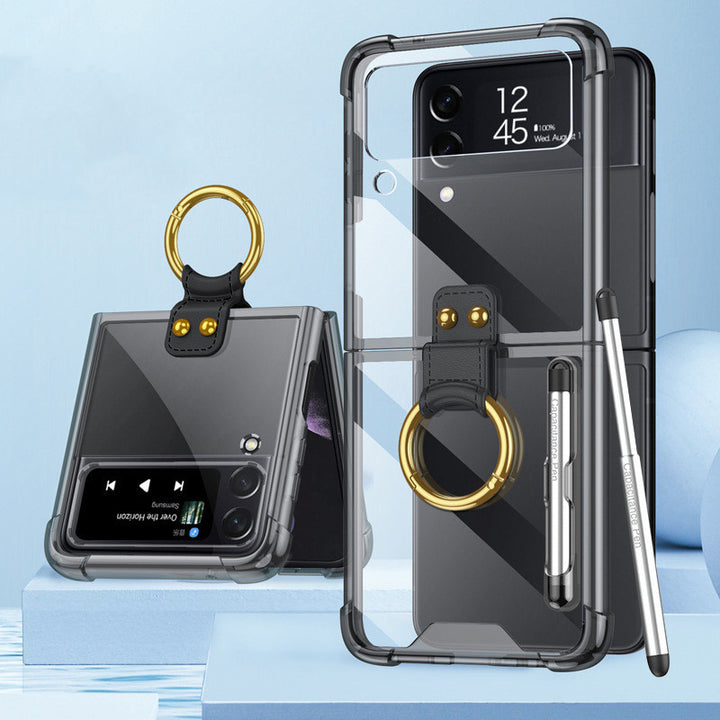 Z flip4携帯電話ケース透明なエアバッグリングに適しています