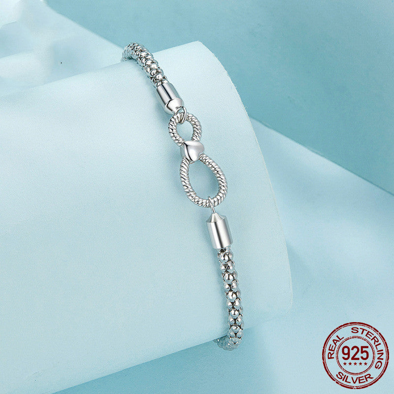 S925 Sterling Silver Minimalist Infinite Loop Jewelry Women's Bracelet