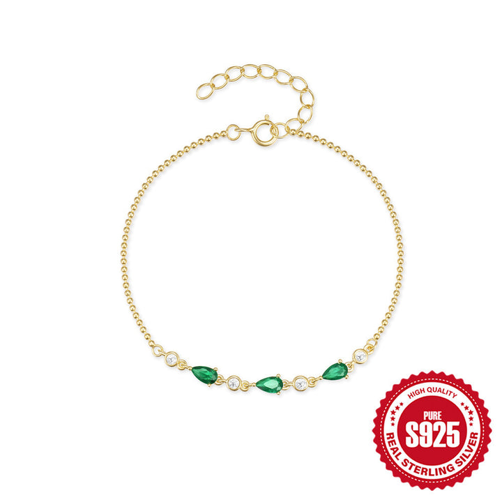 Fashion européenne et américaine S925 argent sterling personnalisé Mini Ball Bead Chain Water Drop Zircon Bracelet